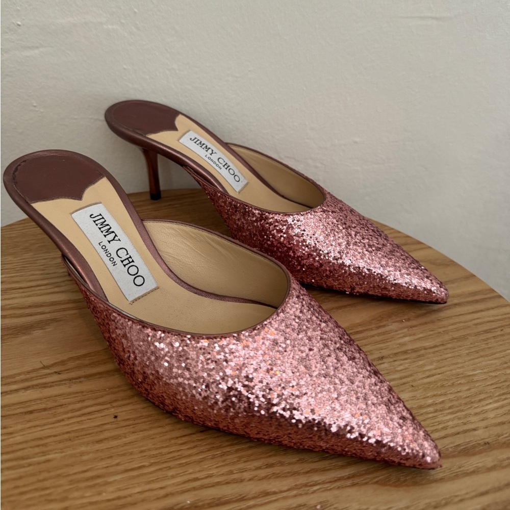 Jimmy Choo Candyfloss Pink Glitter Kitten Heels